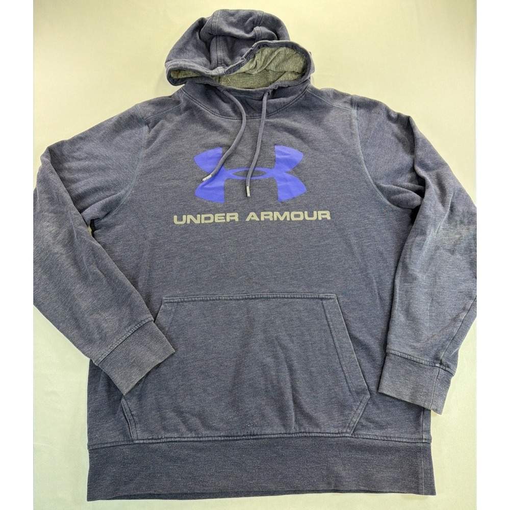 Under Armour Hoodie Loose Men's Medium Blue Pullover Logo Sweatshirt